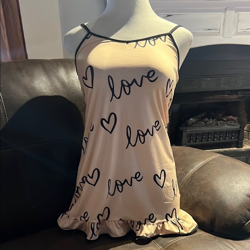 Cream and Black Pajamas with Love Print